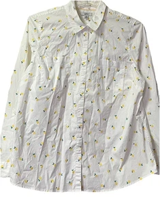 Croft & Barrow ~ Women’s ~ Top ~ XXL ~ Shirt ~ Button Down ~ 2X ~ Lemon Print - Picture 1 of 24