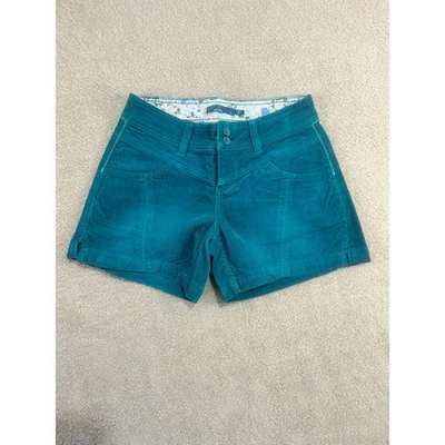 Shorts de veludo feminino prAna azul-petróleo tamanho 0 festival casual - Imagem 1 de 4