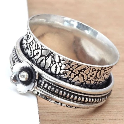 Anillo giratorio de plata para mujer anillo giratorio de cuatro anillos inquietos anillo de joyería de plata "10" Foto 1 de 4