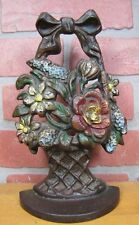 1930 Creation Co Mixed Flowers Woven Basket Bow Doorstop Decorative Art Statue