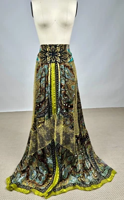 Maxi Falda Fluida Estampado Tribal Multicolor Seda Etro Sin Usar con Etiquetas Originales Foto 1 de 4