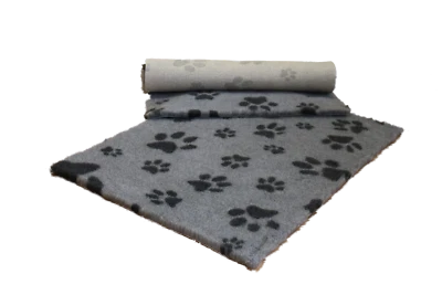 VETFLEECE Non Slip Deep Pile Fleece Vet Bed Dog Cat Grey / Charcoal Multi Paws - Image 1 of 3