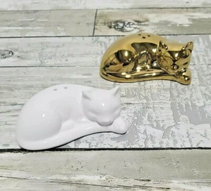 Hallmark Home Salz und Pfefferstreuer - Weiß und Gold Katze Set - Bild 1 von 11