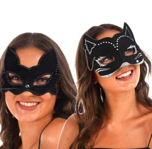 Sexy Máscara de Gato Negro Halloween Máscara Facial Mascarada Disfraz Vestido Elegante - Imagen 1 de 1
