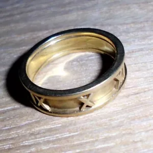 18k Yellow Gold Atlas Ring Size 9.5 Roman Numeral Surround Heavy 6.85g Unisex - Picture 1 of 12