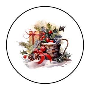 30 Christmas envelope seals, stickers labels, tags, round - Picture 1 of 1