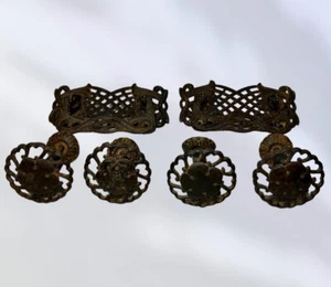 LOT OF 6 ANTIQUE VICTORIAN IRON DRAWER DRESSER PULLS HANDLES CABINET HARDWARE - Picture 1 of 5