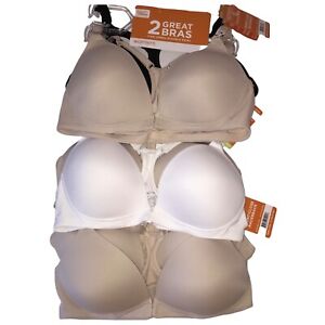 Warner's WireFree Bras Front Close Racerback Lift TWO Invisible T-Shirt 01012