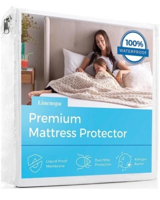 Тканевая защита для матраса LINENSPA премиум-класса - 100% водонепроницаемая - полный размер - Изображение 1 из 4