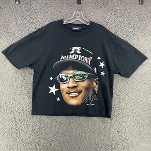 Hypedept Streetwear Michael Jordan 2 Sided Rap Style T Shirt Champs Black Large - Picture 1 of 12