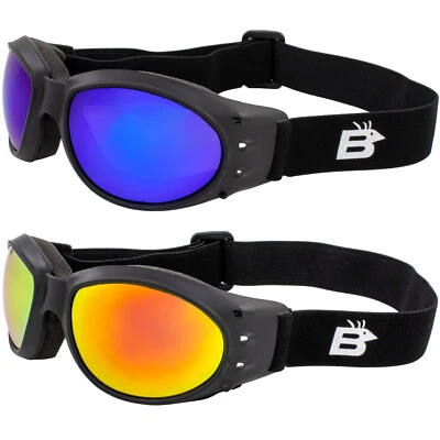 2 pares de óculos acolchoado Birdz Eagle preto com lente espelhada ReflecTech azul/laranja - Imagem 1 de 4