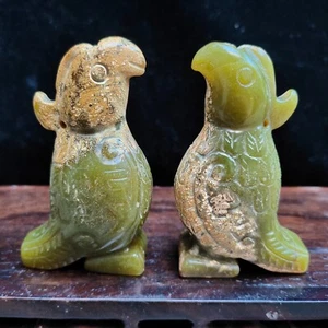 Collana ciondolo giada cinese antica intagliata a mano antica statua doppio uccellino3133 - Foto 1 di 8