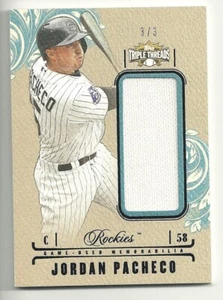 3/3 Jordan Pacheco 2014 Topps Triple Threads Unity Sapphire Jersey #JPO Rockies - Picture 1 of 2