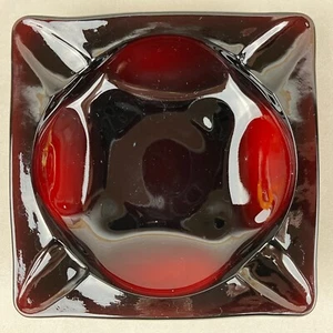 Vintage Anchor Hocking Deep Red Royal Ruby Glass 4.5" Ashtray - Picture 1 of 8