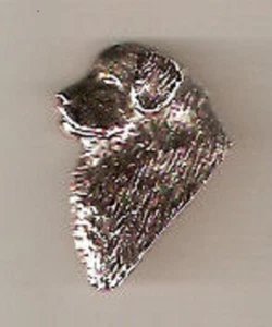 Newfoundland Newf Dog Head Study Nickel Silver Brooch Pin Jewelry* - Picture 1 of 1