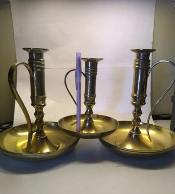 Linterna portavelas de latón bronce con mango de bucle y bandeja Nick Nack 3 piezas Foto 1 de 4