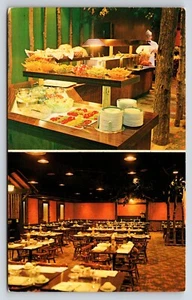 Postkarte Mealey's Restaurant Faribault Minnesota Dual View Smorgasbord Innenraum - Bild 1 von 2