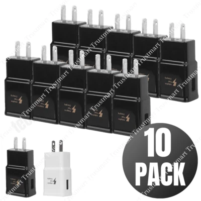 Cargador de pared USB rápido adaptable 10 unidades adaptador de corriente enchufe a granel para Samsung S10 Foto 1 de 4