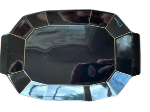Mikasa Midnight Gold 14” Serving Plate Black Gold Porcelain Formal Facets L9903 - Picture 1 of 7