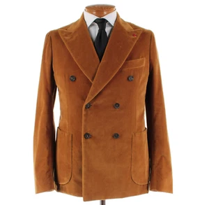 Isaia NWT Cotton Blend Double Breasted Sport Coat Size 50R (40R US) Golden Brown - Picture 1 of 12