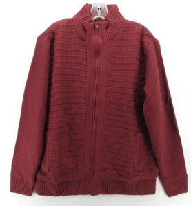 VINTAGE Haband Men Medium Red Cardigan Full Zip Pockets Comfort Quilted Lining - Picture 1 of 10