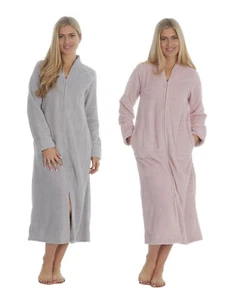 Mujer/Dama Cremallera Frontal Supersuave Vellón Vestido/Abrigo/Bata - Imagen 1 de 9