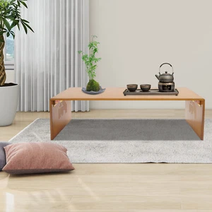Rectangular Foldable Floor Table Bamboo Folding Coffee Table Without Assembly US - Picture 1 of 19