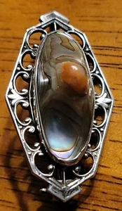 Sterling Silber mit Bluster Abalone Pin offenes Design - Bild 1 von 4
