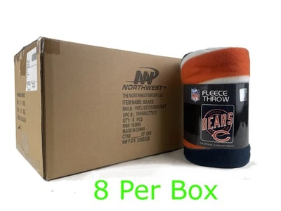 Lote de 8 mantas de lana con licencia de Chicago Bear NFL tamaño grande 50x60 Foto 1 de 4