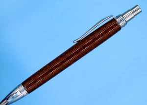 Blade Button Click Ballpoint Pen in Nickel Finish with Premium Grade A Snakewood - Picture 1 of 13