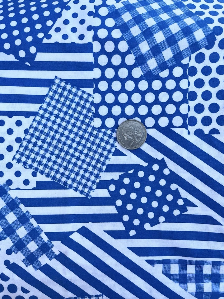 "Parches azules tela de algodón 44"" X 1 yarda por comprar" Foto 1 de 1