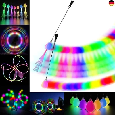  LED Poi Bälle Set für Kinder & Erwachsene - Wiederaufladbare Glasfaser L  - Bild 1 von 4