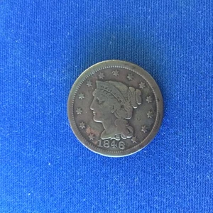 1846 Small Date Braided Hair Large Cent having a small curl over the four. - Picture 1 of 2