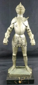 Vintage Depose Italien Ritter in Rüstung Figur Marmorsockel 14" goldfarbene Platte Post - Bild 1 von 9