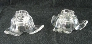 VINTAGE KERZENSTÄNDER KLAR BLÜTENBLATTFORM GLAS - Bild 1 von 5