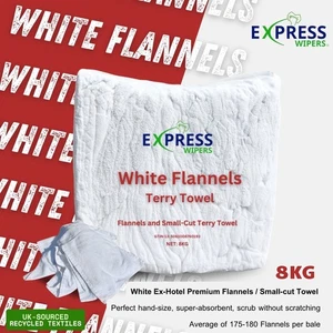 8kg White Flannels Cleaning Rags Wipers Wiping Cloths Bundle - Picture 1 of 5