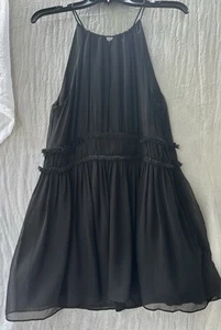 Joie Althia Silk Dress in Black Size S Party Event Ruffle Whimsy Goth Classic - Picture 1 of 10
