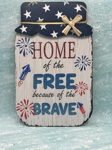 4TH OF JULY, PATRIOTIC, USA Hanging Sign Red, White, Blue SHIPS FREE - Picture 1 of 1