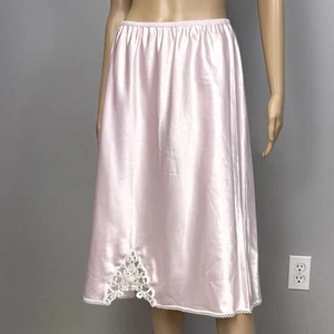 Vintage Sliperfection Pink Satin Half Slip Plus Size 3X Waist 40/42 Lace Shiny - Picture 1 of 8