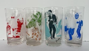 Vtg Set 4 Federal Glass Tumblers Dance Theme: Conga Samba Charleston Minuet - Picture 1 of 12
