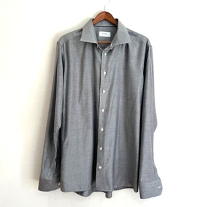 Camicia Eton uomo 44 slim 18,5 grigia manica lunga twill bottoni sartoriale classica - Foto 1 di 11