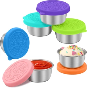 Contenitore per condimento insalata 6X1,6 Oz per andare, a prova di perdite riutilizzabile acciaio inox piccolo - Foto 1 di 12