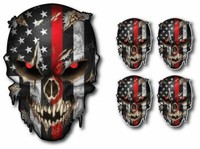 5X THIN RED LINE SKULL USA AMERICAN FLAG DECAL STICKER CAR TRUCK WINDOW BUMPER