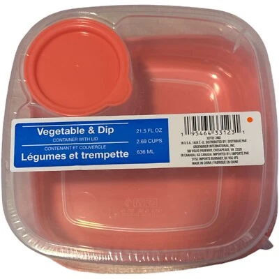 Recipiente para aderezo de ensalada y salsa de verduras con tapa 21,5 fl. oz Coral nuevo Foto 1 de 2
