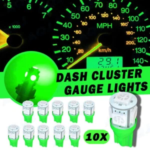 10x T10 194 168 2825 LED Bulbs for Car Instrument Gauge Cluster Dash Light Green - Picture 1 of 13