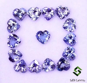 5.91 CTS Natural Tanzanite Heart Shape Cut 5 mm Lot 15 Pcs Calibrated Loose Gems - Picture 1 of 5