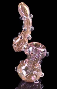 8" Golden Fumed 24KT Bubbler Pinkish Golden Tint Bong Glas Wasserpfeife *USA* - Bild 1 von 4