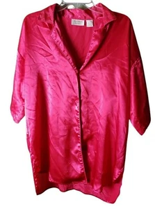 Victoria's Secret Gold Label rotes Schlafshirt Größe P/S Polyester Vintage Blumenkragen - Bild 1 von 5