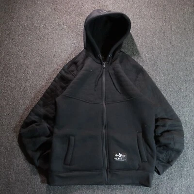 Y2K/2000s MARC ECKO CAPUCHA DE PIEL GRÁFICO CREMALLERA COMPLETA SUDADERA CON CAPUCHA NEGRA MEDIANA Foto 1 de 4