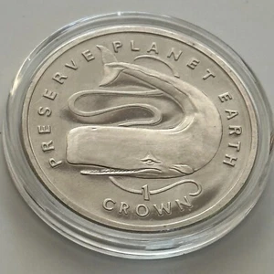 1995 Gibraltar "Preserve Planet Earth" Sperm Whale CuNi Coin BU Condition - Picture 1 of 6